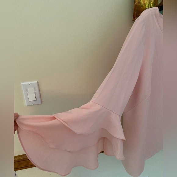 Studio Badgley Mischka pink silver jeweled bell sleeve blouse XL - Picture 3 of 8